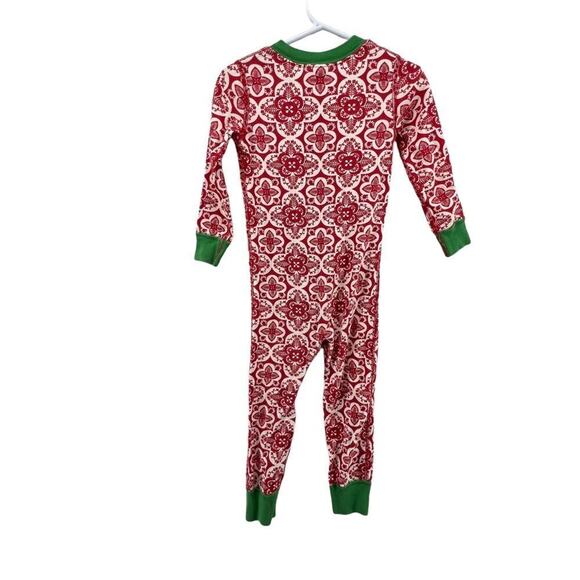 Hanna Andersson Size 90 US 3 Pajamas Zip Sleeper Red Green Christmas Holiday - Picture 4 of 4